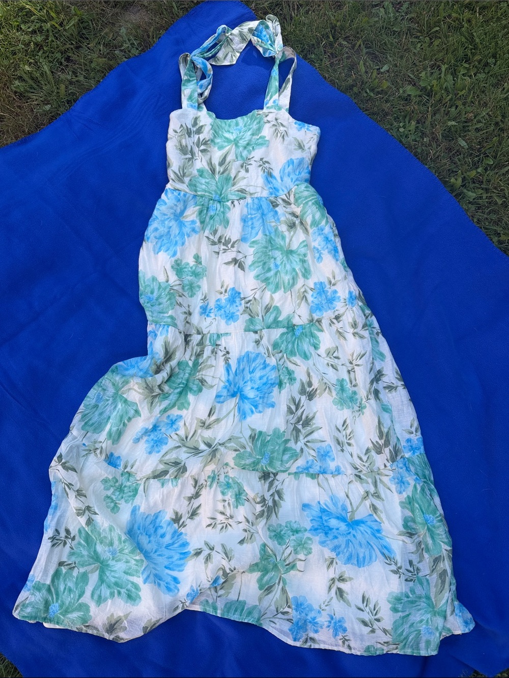 Calypso St. Barth Blue & Green Floral Maxi Dress for Kids